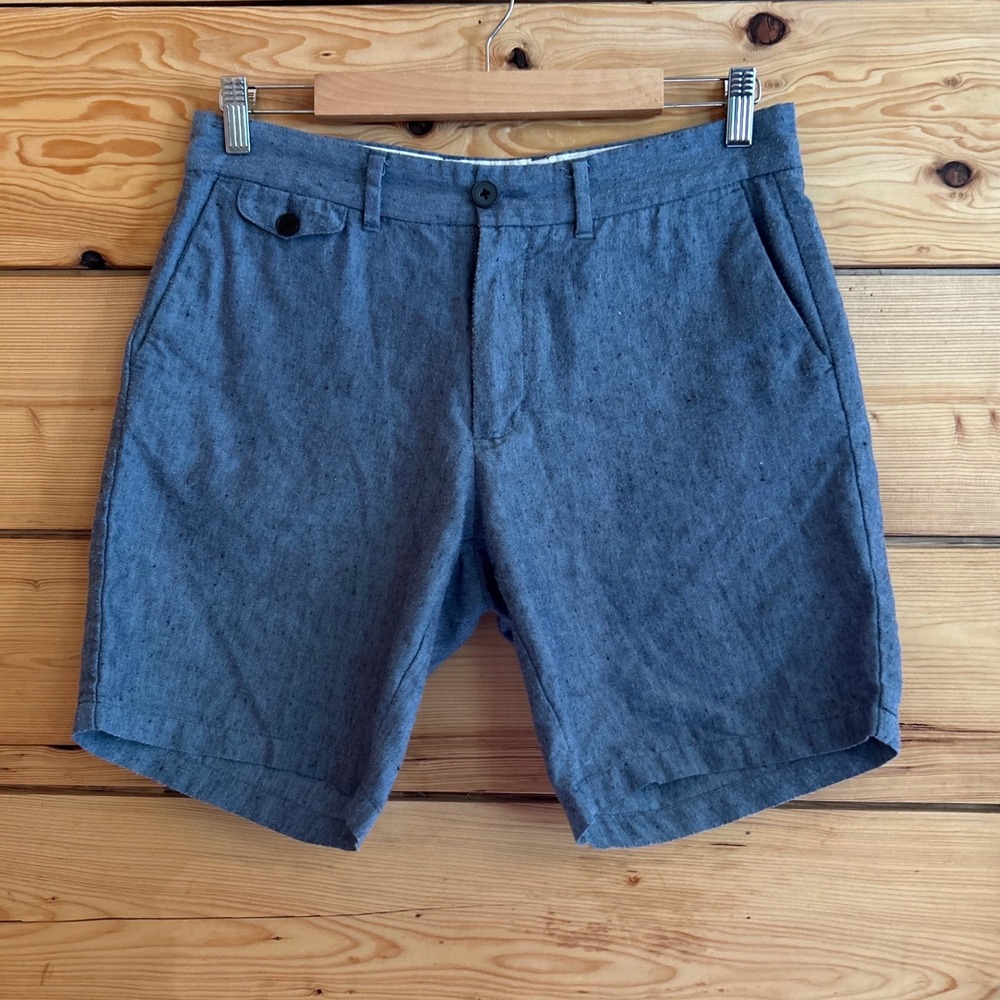 Linen Blend Chino Shorts Mens Size 32 Blue Excellent Frank + Oak Coastal Preppy